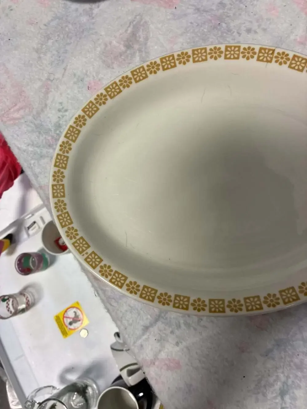 Vintage Shenango China Oval Serving Platter Yellow Daisy Pattern